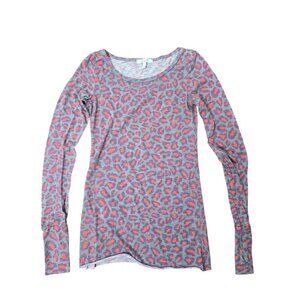 Y2K Delia's Pink Leopard Long Sleeve Shirt Thumb Holes  XS